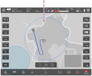 Screen image of the airspace information displayed in the “Airpeak Flight” App