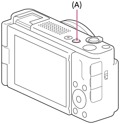Ilustração que indica a posição do botão Imagem fixa/Filme/S&Q