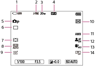 Ilustracja przedstawiająca ekran w trybie fotografowania