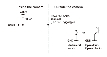 FOCUS /TRIGGER terminalo signalų grandinės schema
