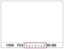 Example of an exposure compensation value indicated in the viewfinder