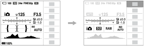 Illustration af skærmen i den automatiske tilstand
