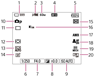 Illustration de l’écran pendant la prise d’images fixes