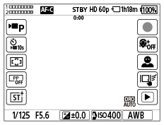 Illustration of the screen during movie recording
