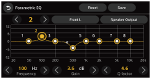 الشكل التوضيحي الخاص بالشاشة Parametric EQ