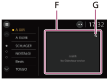 Ilustração do ecrã do rádio DAB/DAB+ quando amplia na área de apresentação de diapositivos