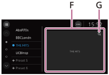 A DAB/DAB+ rádió képernyőjének illusztrációja a Slideshow területen nagyításkor.