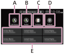 Illustration indicating the call icons on the BLUETOOTH phone display