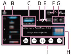 Illustration de l’écran de radio SiriusXM