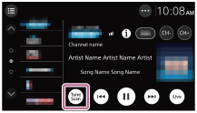 Ilustrasi yang menunjukkan "TuneScan" pada layar radio SiriusXM