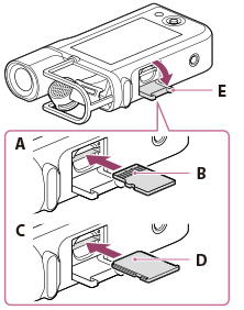 HDR-MV1 | Inserting a memory card | User Guide