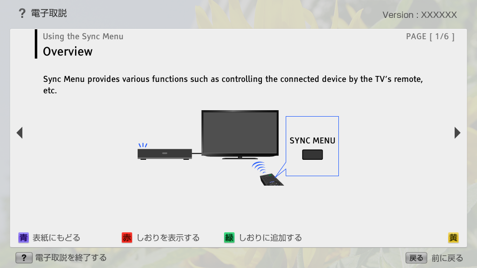 Sony discount sync menu