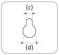 Illustration indiquant les dimensions de l’orifice sur l’arrière de l’enceinte-barre. La partie supérieure mesure 5 mm (13/64 po) de large et la partie inférieure mesure 10 mm (13/32 po) de large.