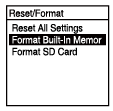 Format Built-in Memory 선택