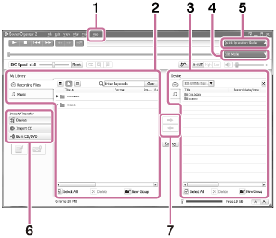 图示说明Sound Organizer 2各部分的位置