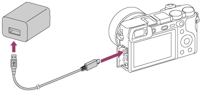 ILCE-6400 | ヘルプガイド | バッテリーをカメラに入れたまま充電する