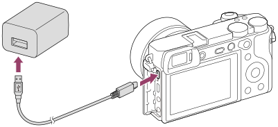 ILCE-6600 | ヘルプガイド | バッテリーをカメラに入れたまま充電する