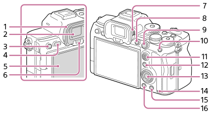 Illustrazione del lato posteriore della fotocamera