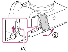 Illustrasjon som viser hvordan batteridekselet tas av