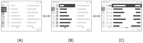 Illustration montant les déplacements dans la hiérarchie du menu