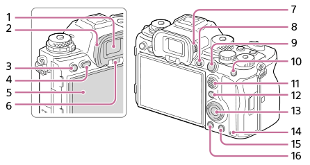 Illustrazione del lato posteriore della fotocamera