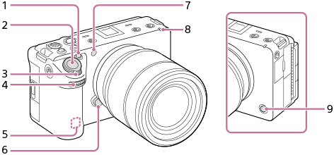 Ilustración del lado frontal de la cámara