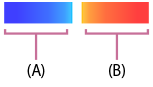 Kuva, jossa näytetään näytettyjen kylmien ja lämpimien värien värialue