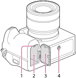 Illustrazione del lato inferiore della fotocamera