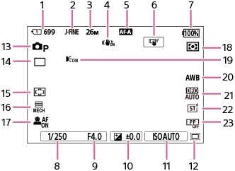Illustratie van het scherm tijdens stilstaand-beeldopname