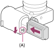 Illustration som angiver positionen af låsemekanismen