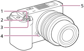 Illustrazione del lato anteriore della fotocamera