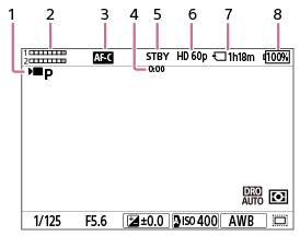 A mozgókép-felvételi képernyőt mutató ábra