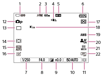 Illustrasjon av skjermen under opptak av stillbilder