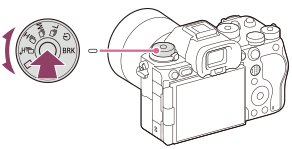 Illustration indicating the position of the drive mode dial