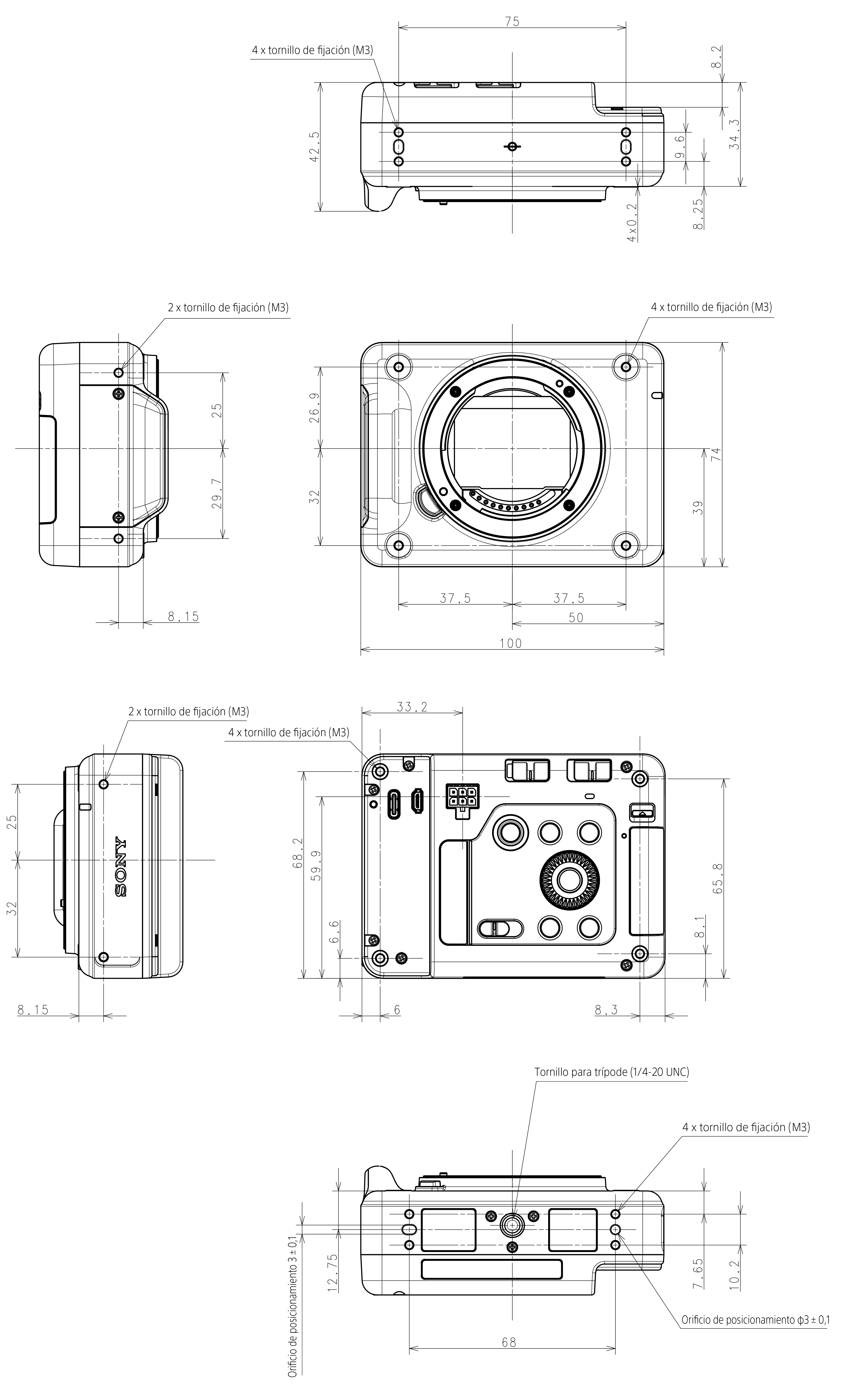 Ilustración que indica las dimensiones externas