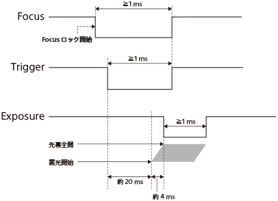 Focus/Trigger/Exposureの信号発生タイミング図