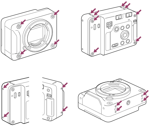 固定用ネジ穴の位置を示したイラスト