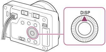 Illustrasjon som indikerer plasseringen av DISP-knappen