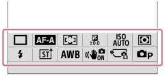 Illustration af skærmen for funktionsmenuen