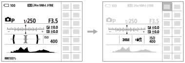 Obrázek obrazovky v režimu P/A/S/M