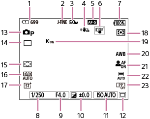 ภาพของหน้าจอระหว่างการถ่ายภาพนิ่ง