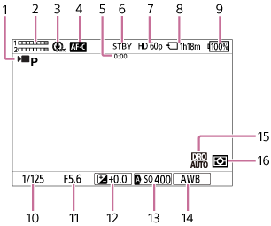 Illustration de l’écran pendant l’enregistrement de films