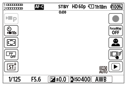 Abbildung des Bildschirms während Filmaufnahme