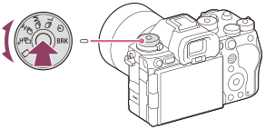 Illustrazione indicante la posizione della manopola del modo di avanzamento