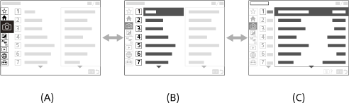 Illustration showing movement within the menu hierarchy