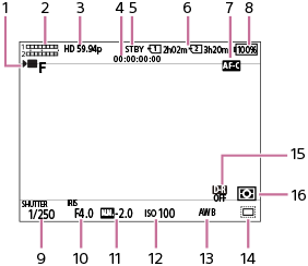 Illustration de l’écran pendant l’enregistrement de films