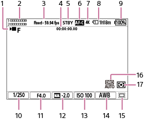 Illustration of the screen during movie recording