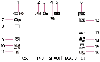 Illustration of the screen during still image shooting