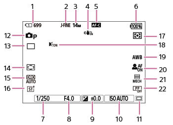 Illustration de l’écran pendant la prise d’images fixes