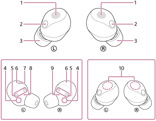الشكل التوضيحي الذي يشير لكل جزء من سماعة الرأس